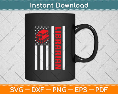 Patriotic Library Book Reading Librarian Dad American Flag Svg Digital Cutting File