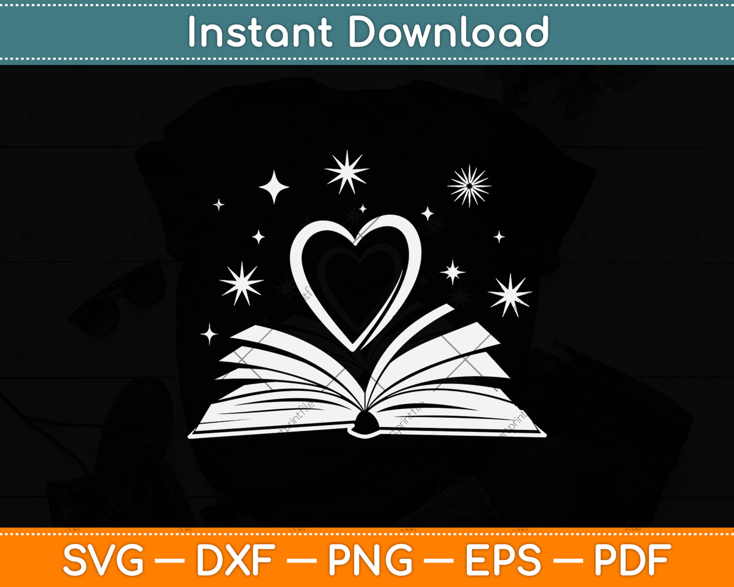 Librarian Book Heart Svg Digital Cutting File