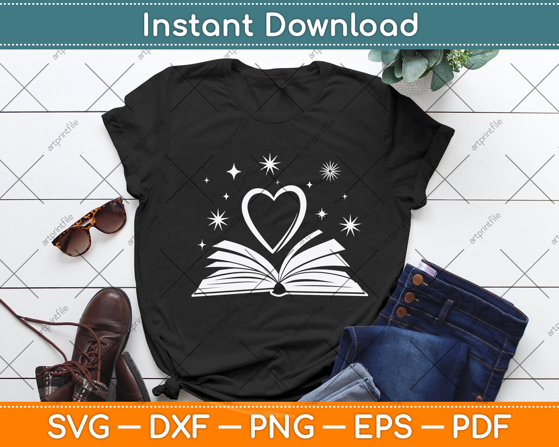 Librarian Book Heart Svg Digital Cutting File