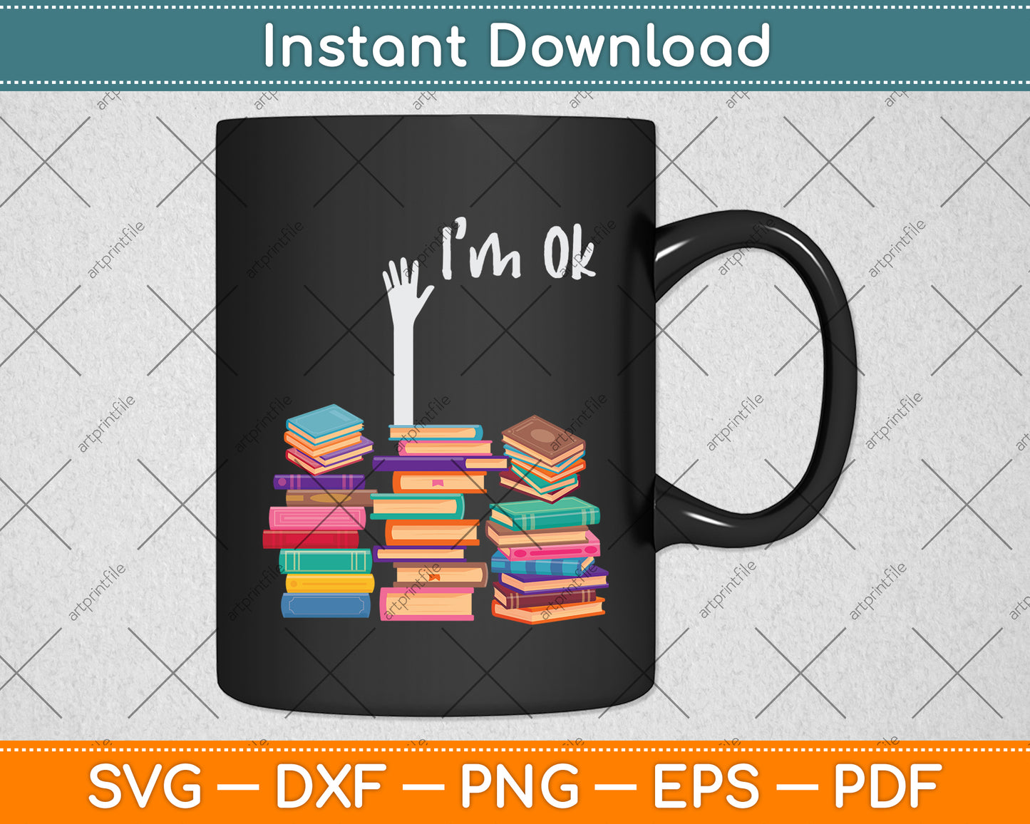Reading Books Librarian Reader Nerd I'm Ok Teacher School Svg Digital Cutting File