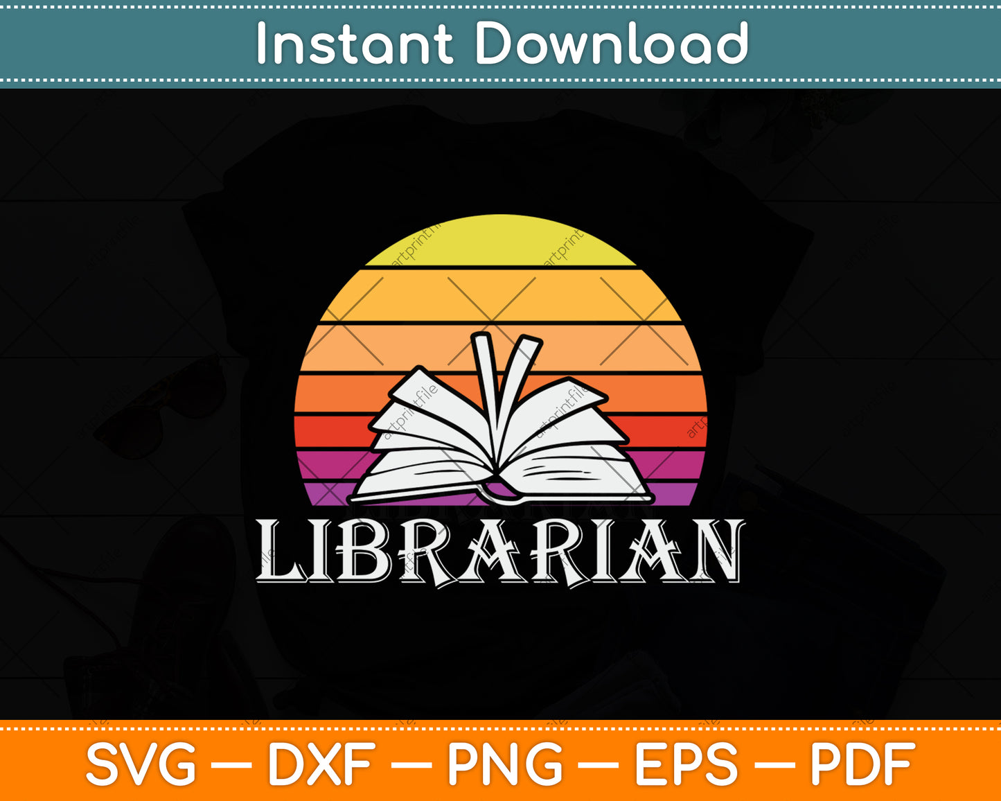 Vintage Retro Librarian Svg Digital Cutting File