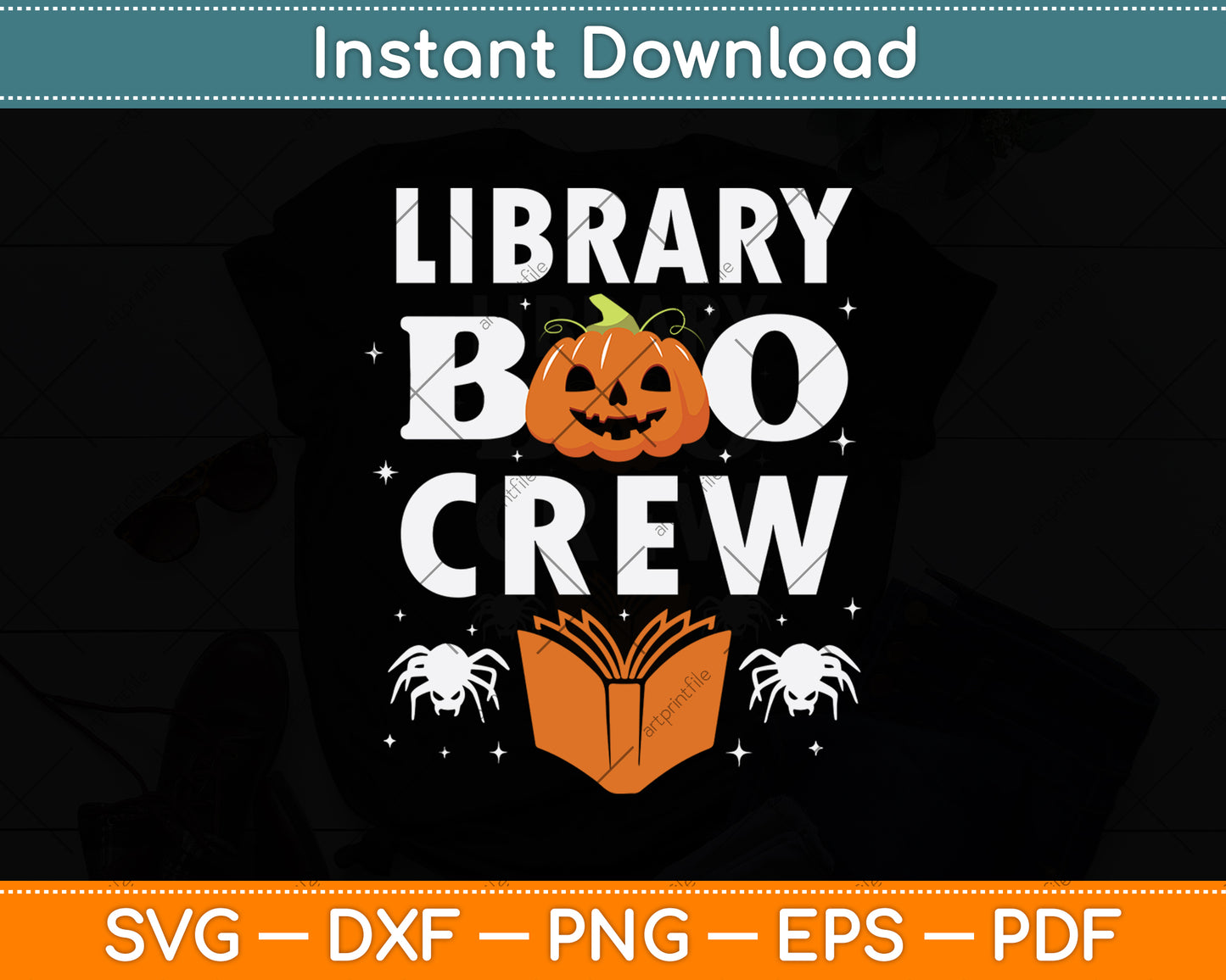 Library Boo Crew Halloween Book Lovers Librarian Svg Digital Cutting File