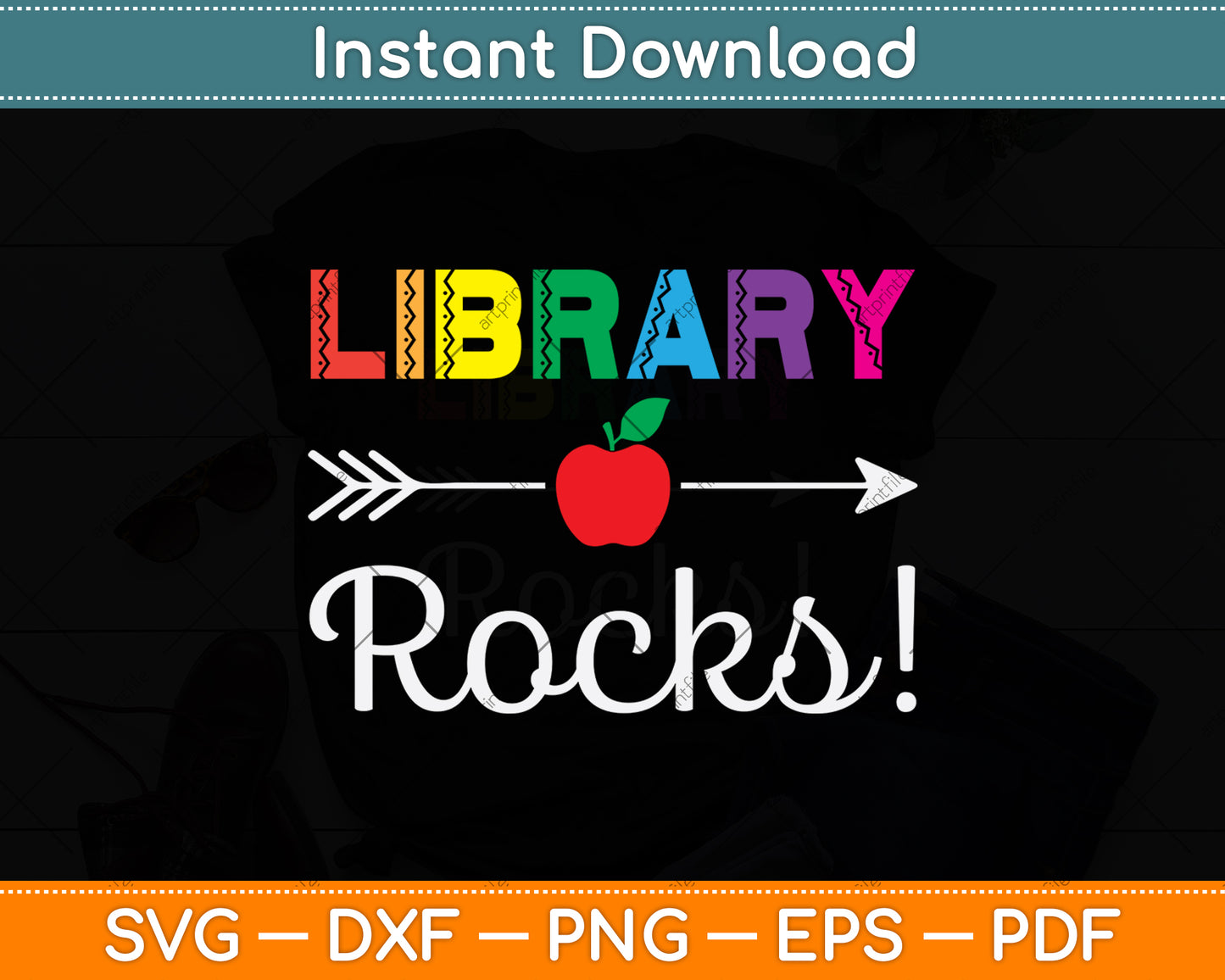 Library Rocks Teacher Student Funny Back To School Svg Digital Cutting File