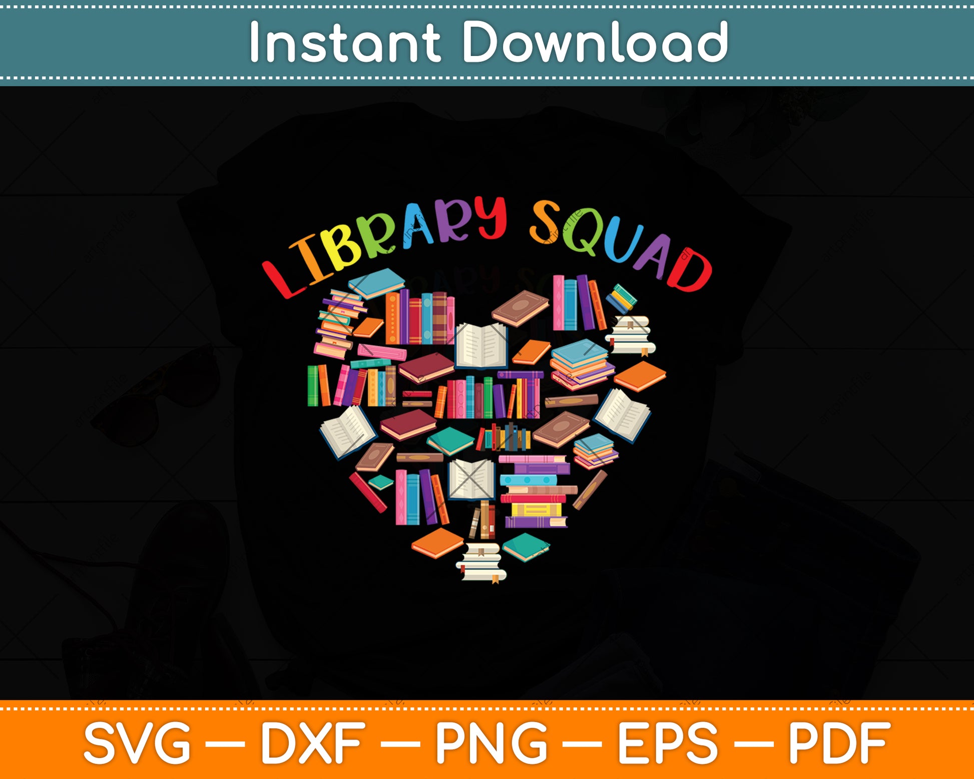 Library Squad Book Heart Svg Digital Cutting File