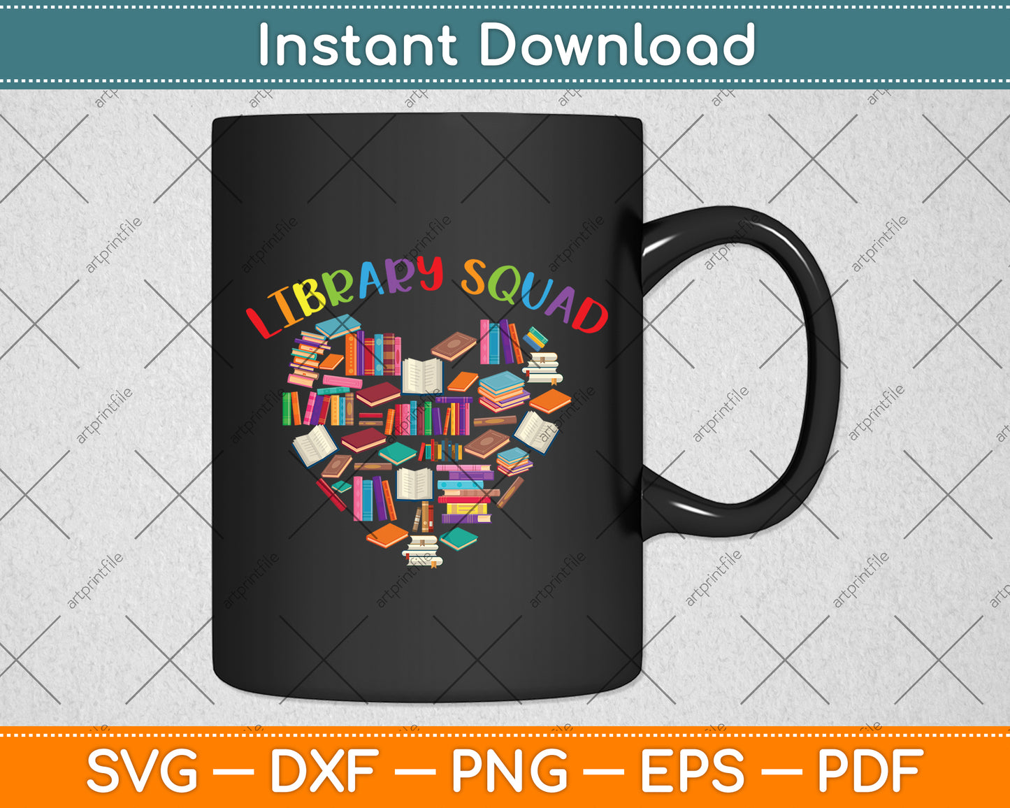 Library Squad Book Heart Svg Digital Cutting File