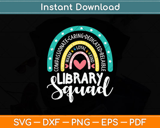 Library Squad Rainbow Librarian Svg Digital Cutting File