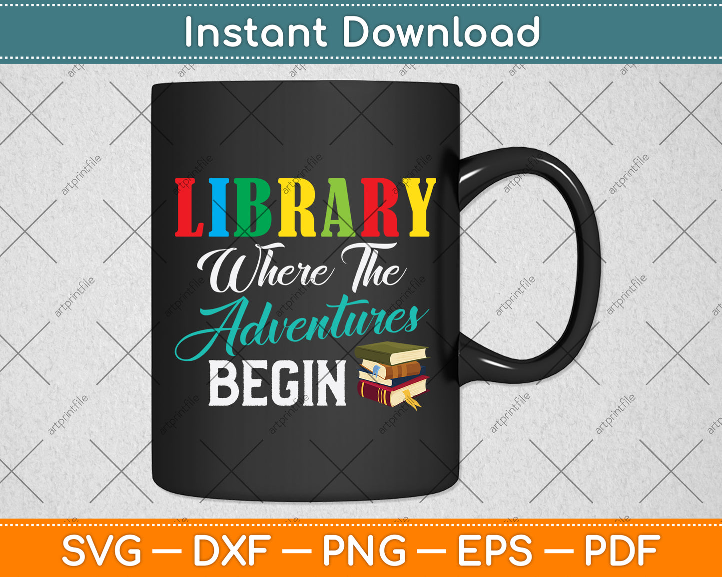 Library Where The Adventures Begin Vintage Reading Book Svg Digital Cutting File