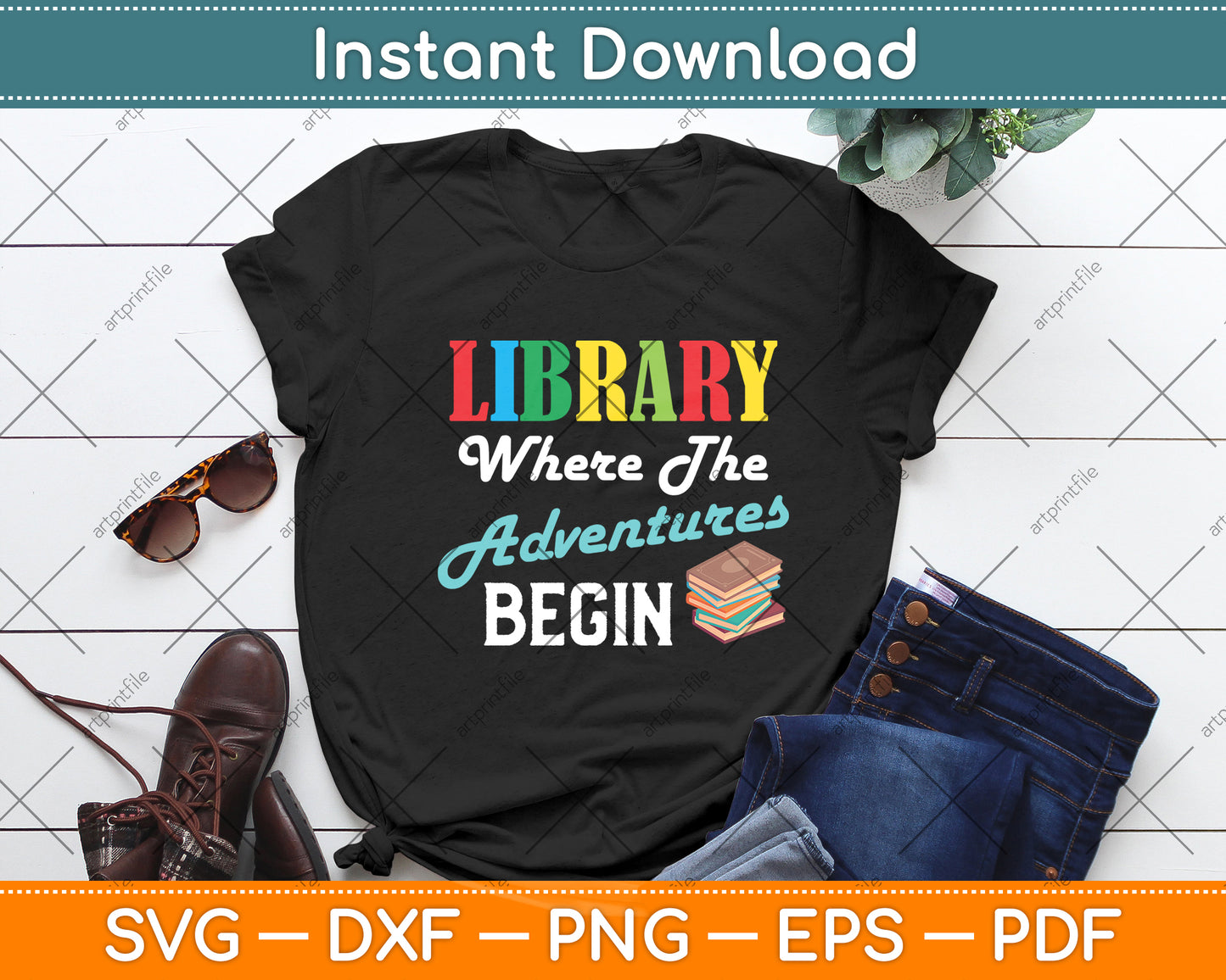 Library Where The Adventures Begin Svg Digital Cutting File