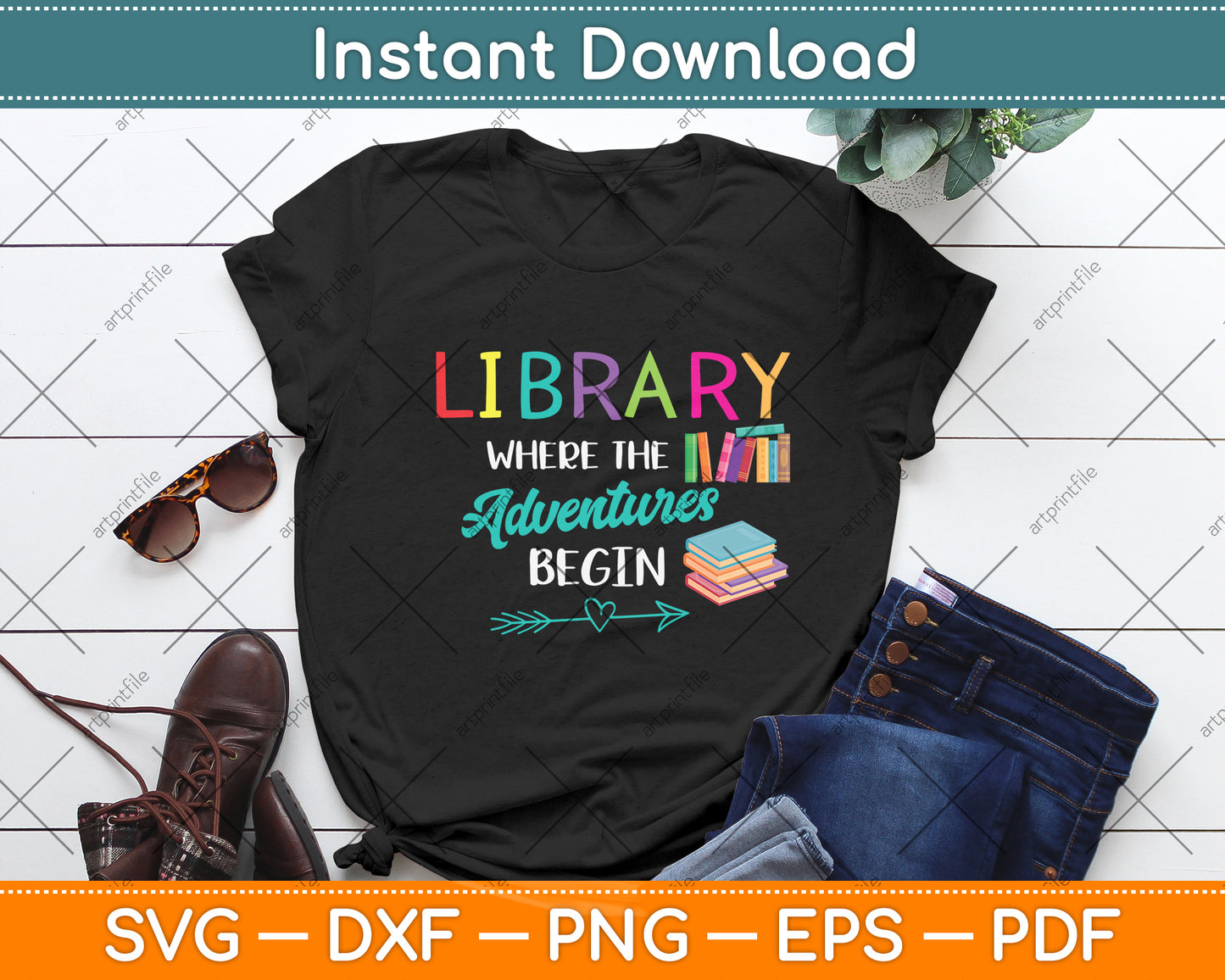 Library Where The Adventure Begins Librarian Book Svg Digital Cutting File