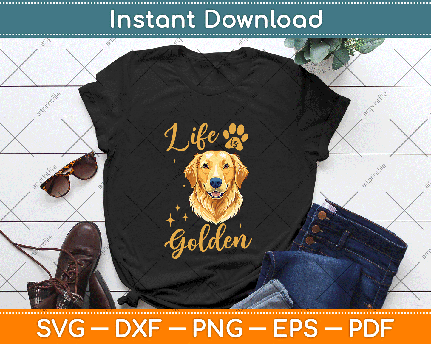 Life Is Golden Retriever SVG Digital File