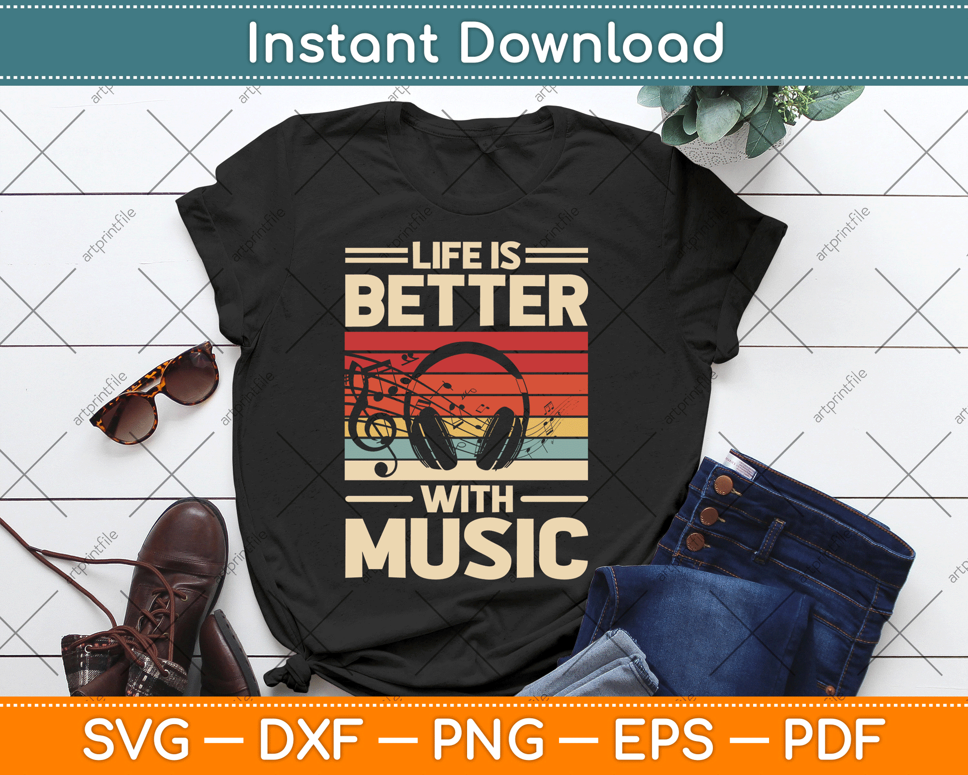 Life is Better with Music Lover Musician SVG Digital Cutting File