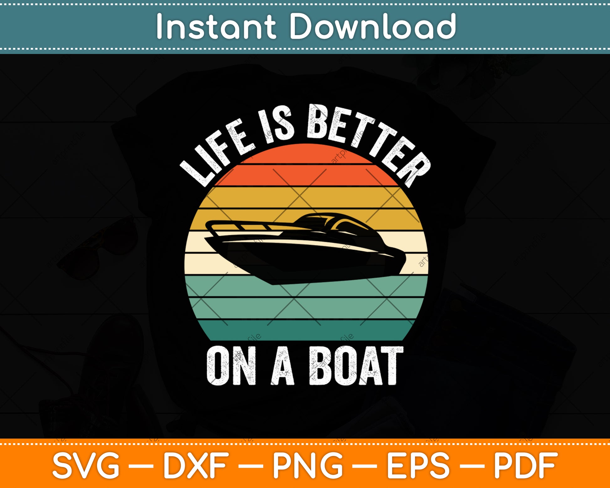 Life Is Better On A Boat Captain Boating Pontoon Vintage Funny Svg Digital Cutting File