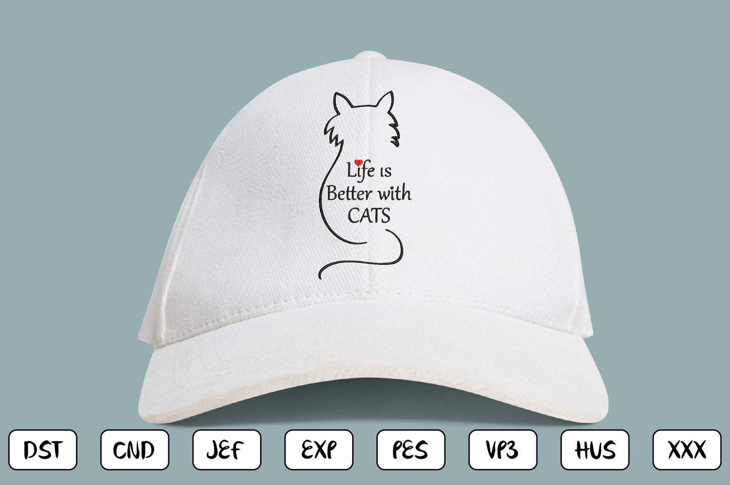 Life Is Better With Cats Embroidery Design, Cute Cat Lover Machine Embroidery Pattern, Funny Cat Quote Embroidery Design