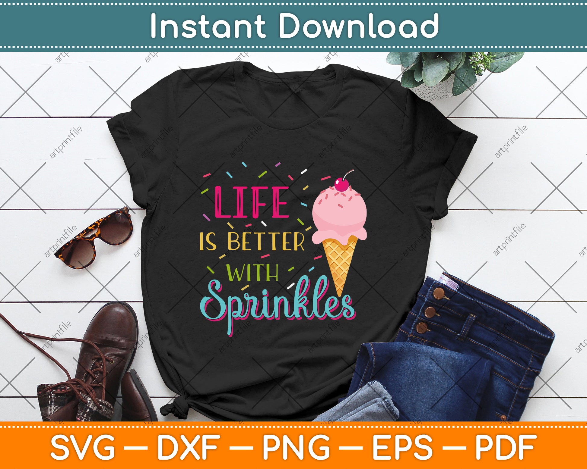 Life Is Better With Sprinkles Sweet Ice Cream Lover SVG Cutting File