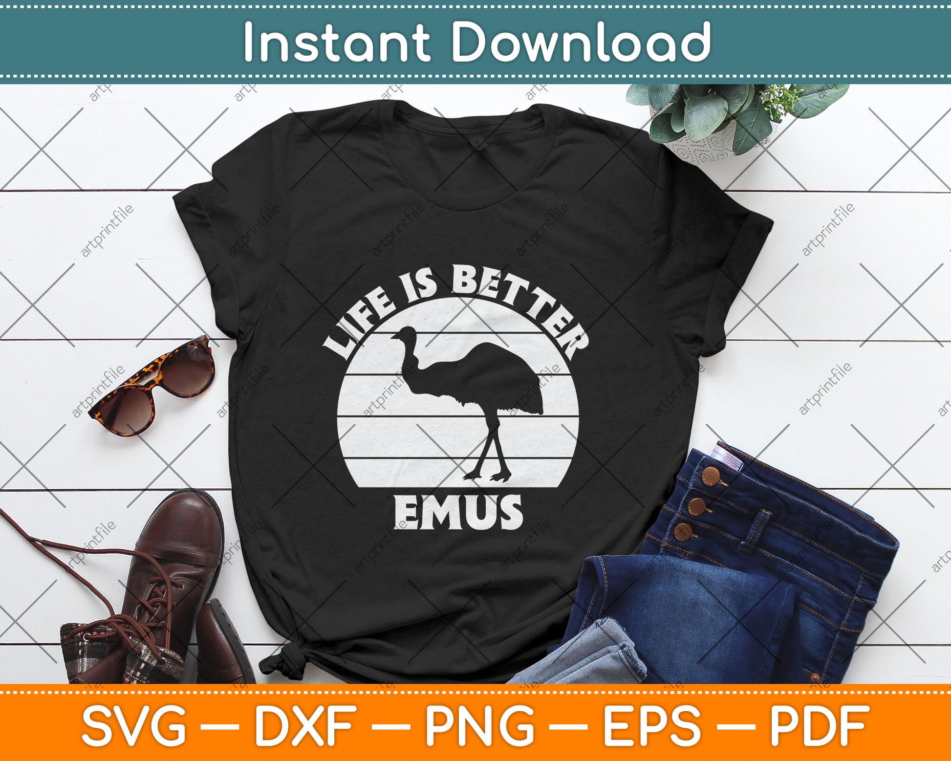 Life is Better With Emus Vintage Svg Design Digital Cutting File