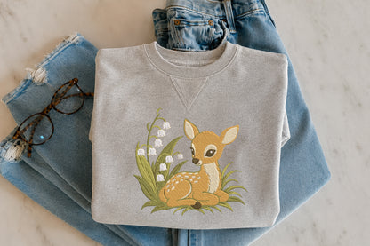 Lily Deer Embroidery Design