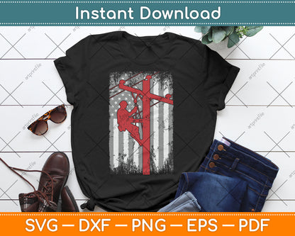Lineman American Flag - Vintage Patriotic Electrician Svg Design Digital Cutting File