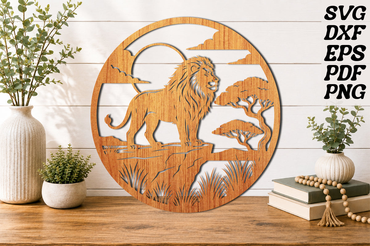 Lion Layered Wood Mandala SVG
