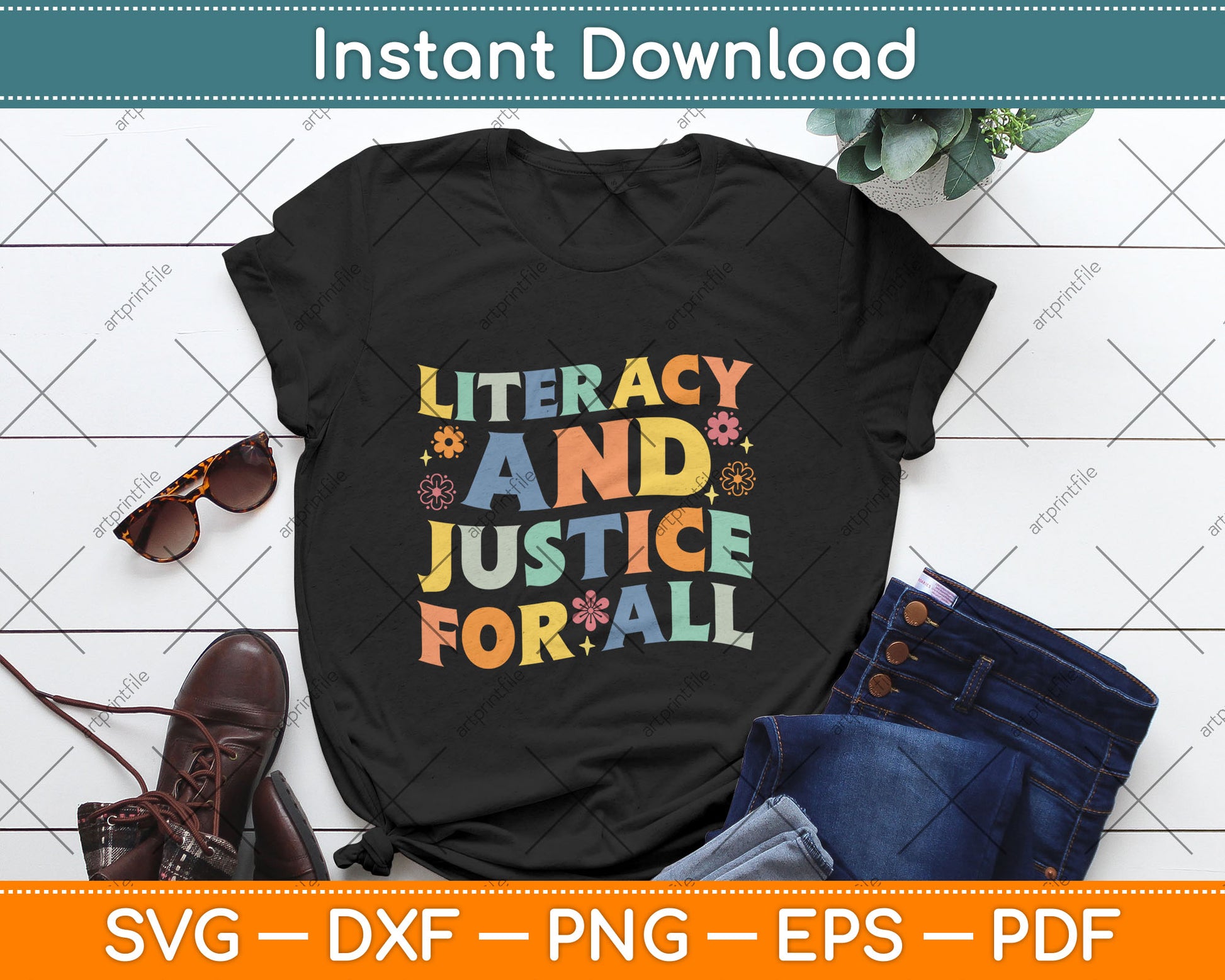 Literacy And Justice For All Funny Svg Digital Cutting File