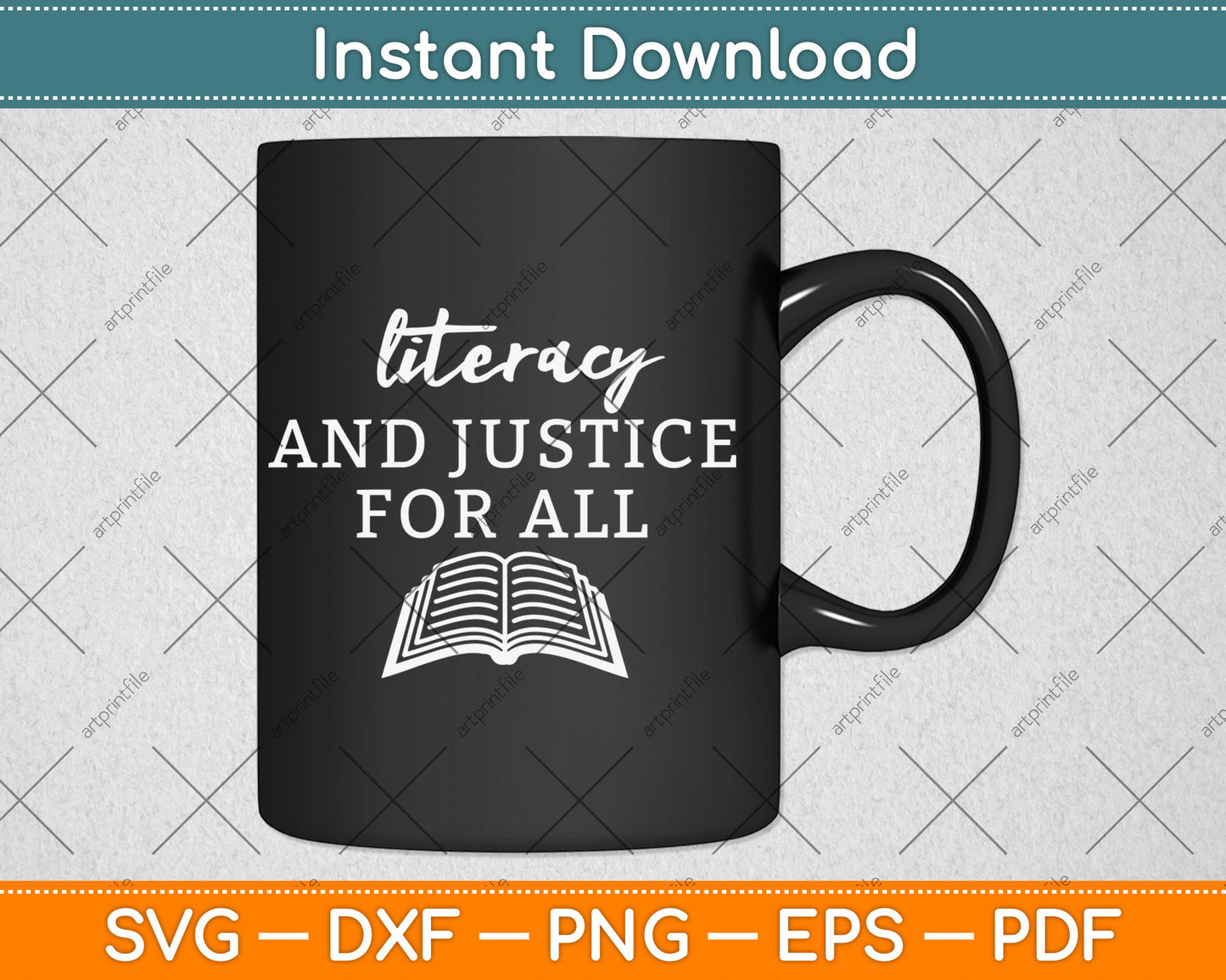 Literacy and Justice for All Teacher Reading Svg Digital Cutting File