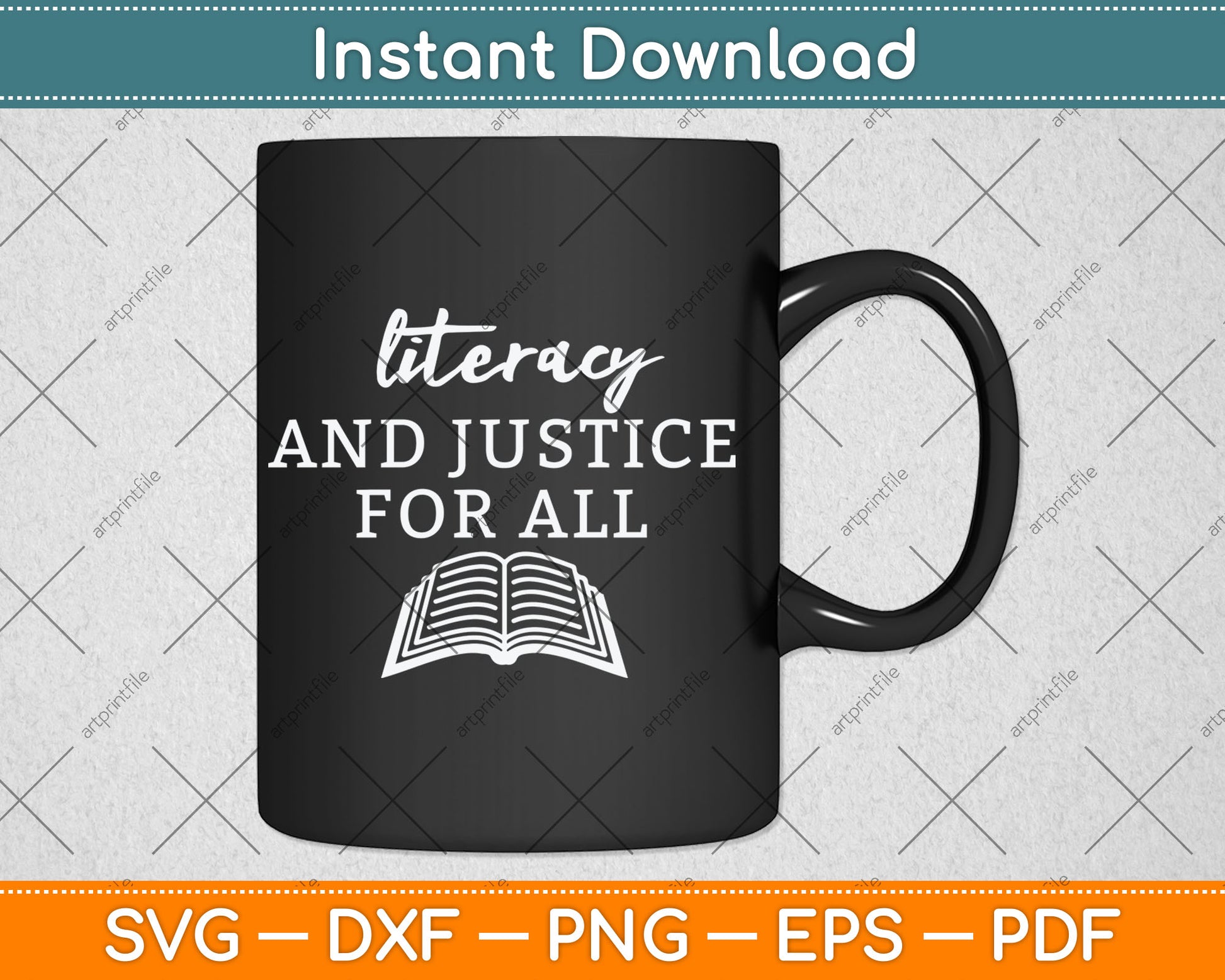 Literacy and Justice for All Teacher Reading Svg Digital Cutting File