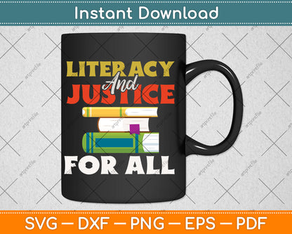 Literacy and Justice for All Teachers Education Librarian Svg Digital Cutting File