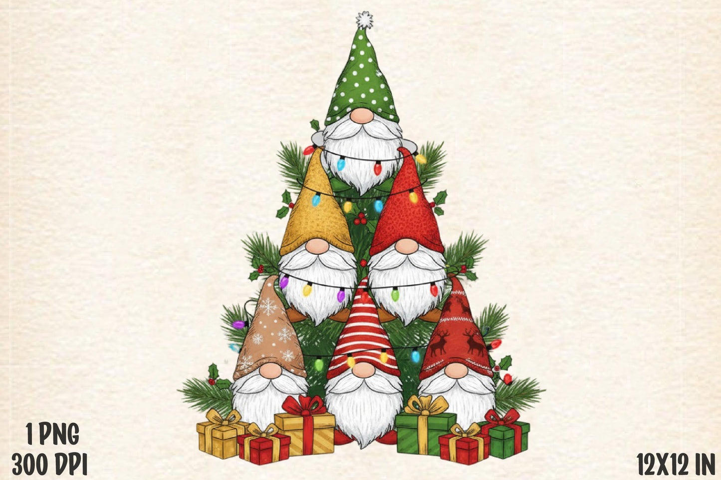 Little Christmas Tree Gnomes PNG Holiday Sublimation Design