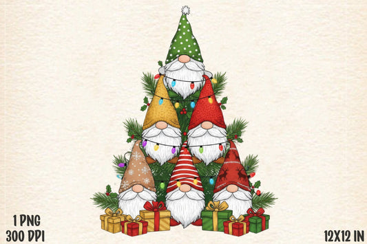 Little Christmas Tree Gnomes PNG Holiday Sublimation Design
