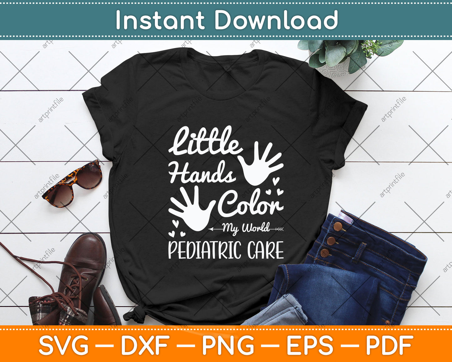 Little Hands Color My World Pediatric Pediatric Nurse Funny Svg Digital Cutting File