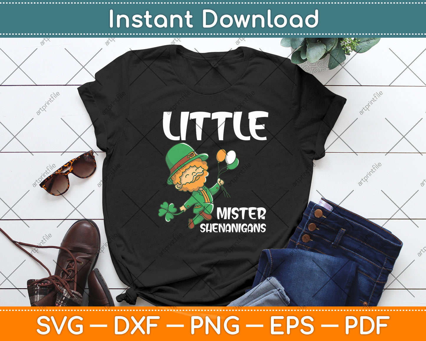 Little Mister Shenanigans Kids St Patricks Svg Digital Cutting File