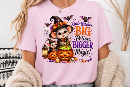 Little Witch Big Potion Halloween Mouse Sublimation PNG Cute Witchy Magic Design