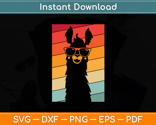 Llama Retro Vintage Style Alpaca Svg Digital Cutting File