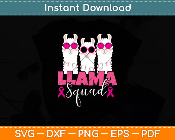 Llama Squad Breast Cancer Svg Png Dxf Digital Cutting File