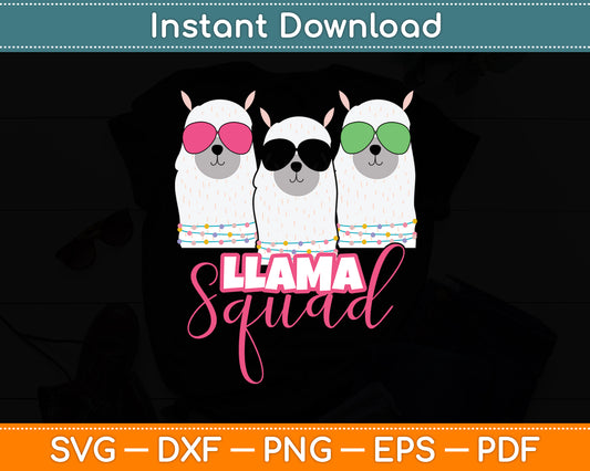 Llama Squad Retro 80s Style Svg Digital Cutting File