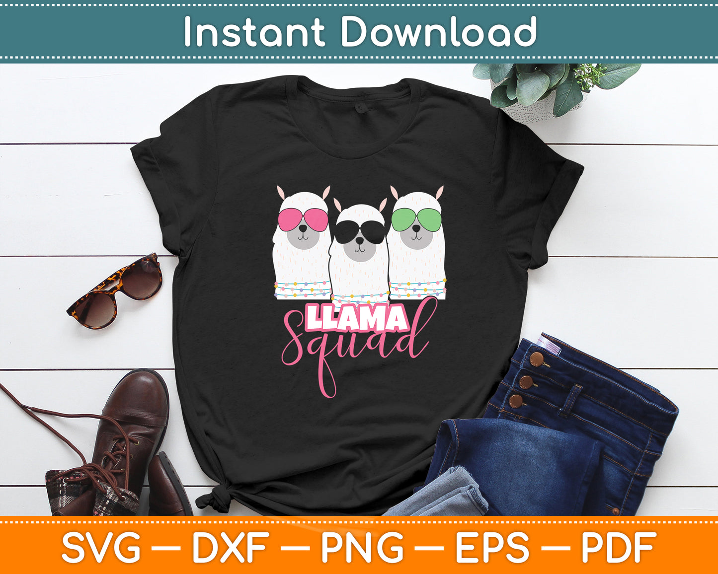 Llama Squad Retro 80s Style Svg Digital Cutting File