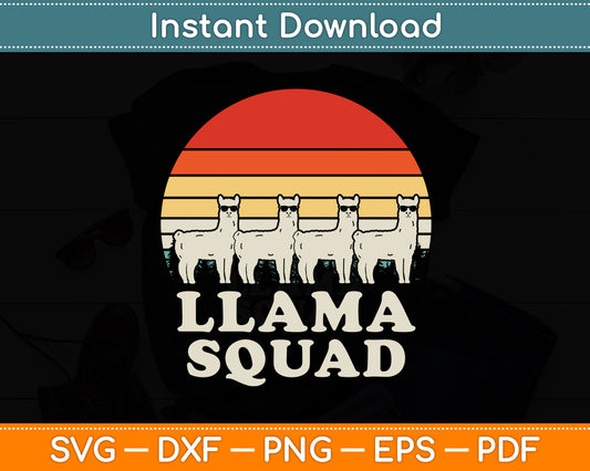 Llama Squad Sunglasses Cool Llamas Funny Svg Digital Cutting File