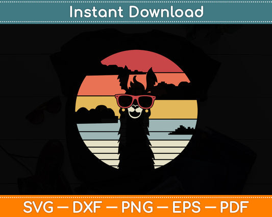 Llama Vintage Retro Style Alpaca Svg Digital Cut File
