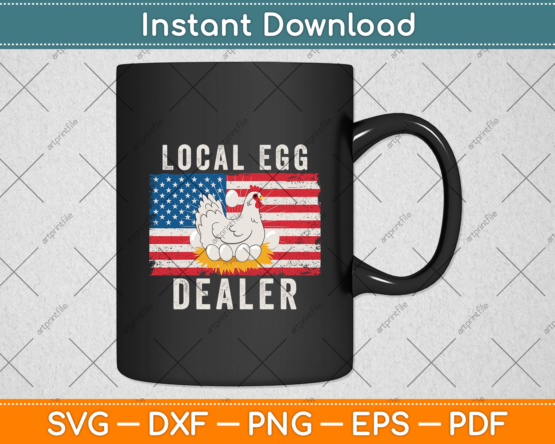 Local Egg Dealer American Flag Chicken Lover Farmer Funny Svg Digital Cutting File