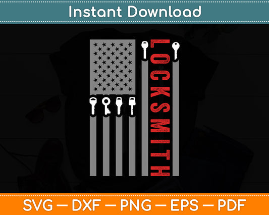 Locksmith American Flag Locksmith Lock Pick Key Picking Svg Digital Cutting File