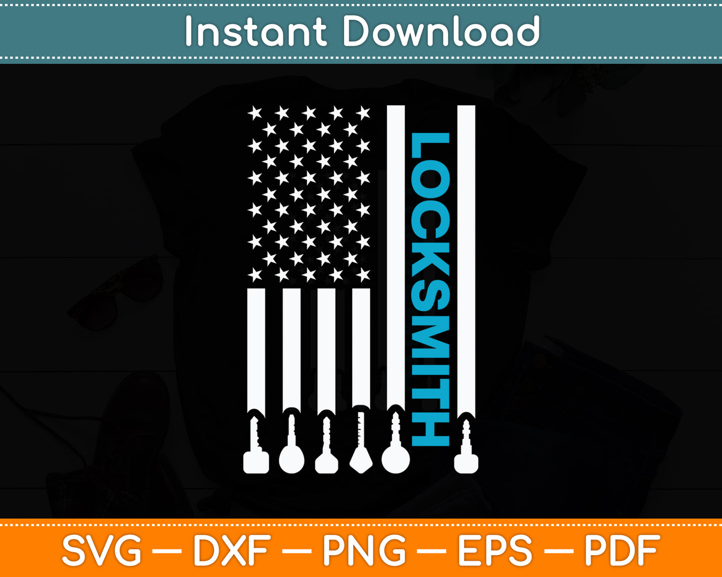 Locksmith American Flag Locksmith Lock Picker Key Picking Svg Digital Cutting File