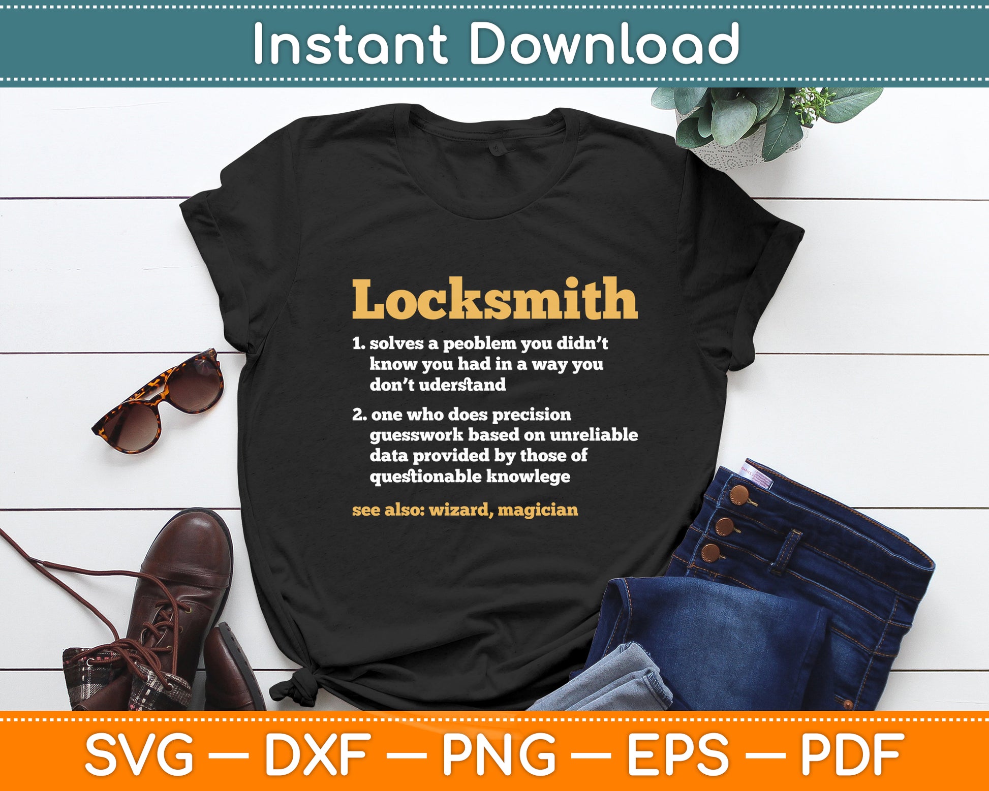 Locksmith Definition Job Title Profession Distressed Svg Digital Cutting File