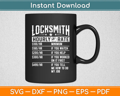 Locksmith Hourly Rate Funny Funny Fathers Day Svg Digital Cutting File