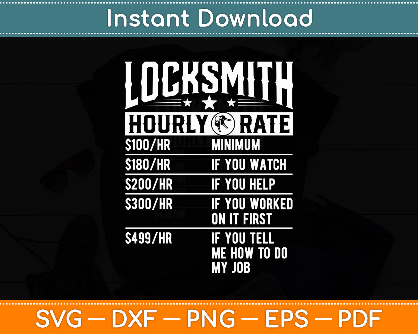 Locksmith Hourly Rate Funny Funny Fathers Day Svg Digital Cutting File
