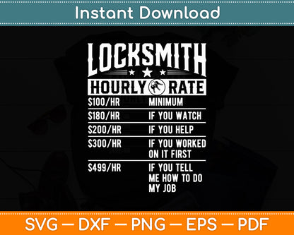 Locksmith Hourly Rate Funny Funny Fathers Day Svg Digital Cutting File