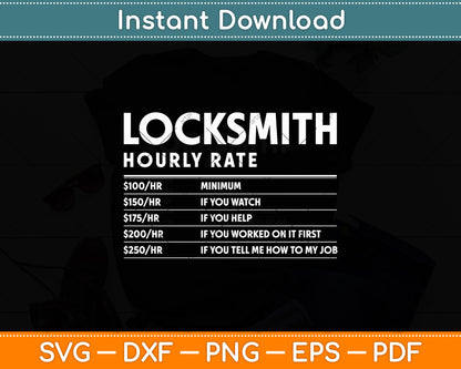 Locksmith Hourly Rate Humor Sarcasm Sarcastic Dad Funny Svg Digital Cutting File