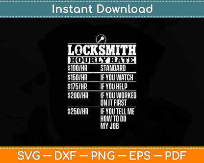 Locksmith Hourly Rate Locksmith Labor Rates Funny Svg Digital Cutting File
