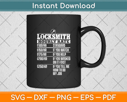 Locksmith Hourly Rate Locksmith Labor Rates Funny Svg Digital Cutting File
