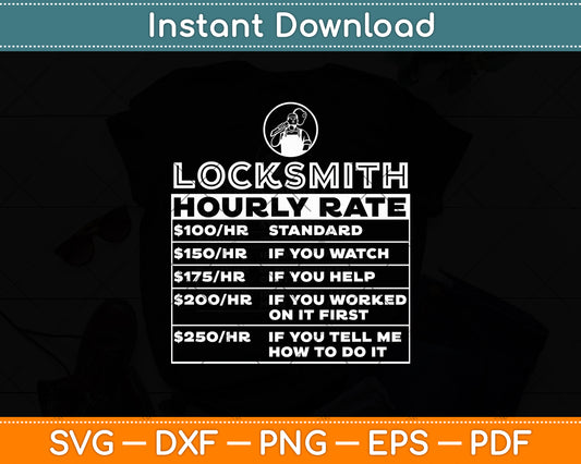 Locksmith Hourly Rates Funny Lock Picker Labor Worker Svg Digital Cutting File