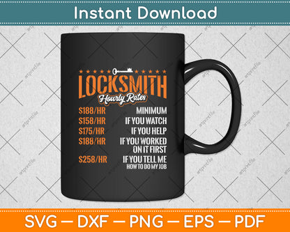Locksmith Hourly Rates Lock Picking Funny Svg Digital Cutting File