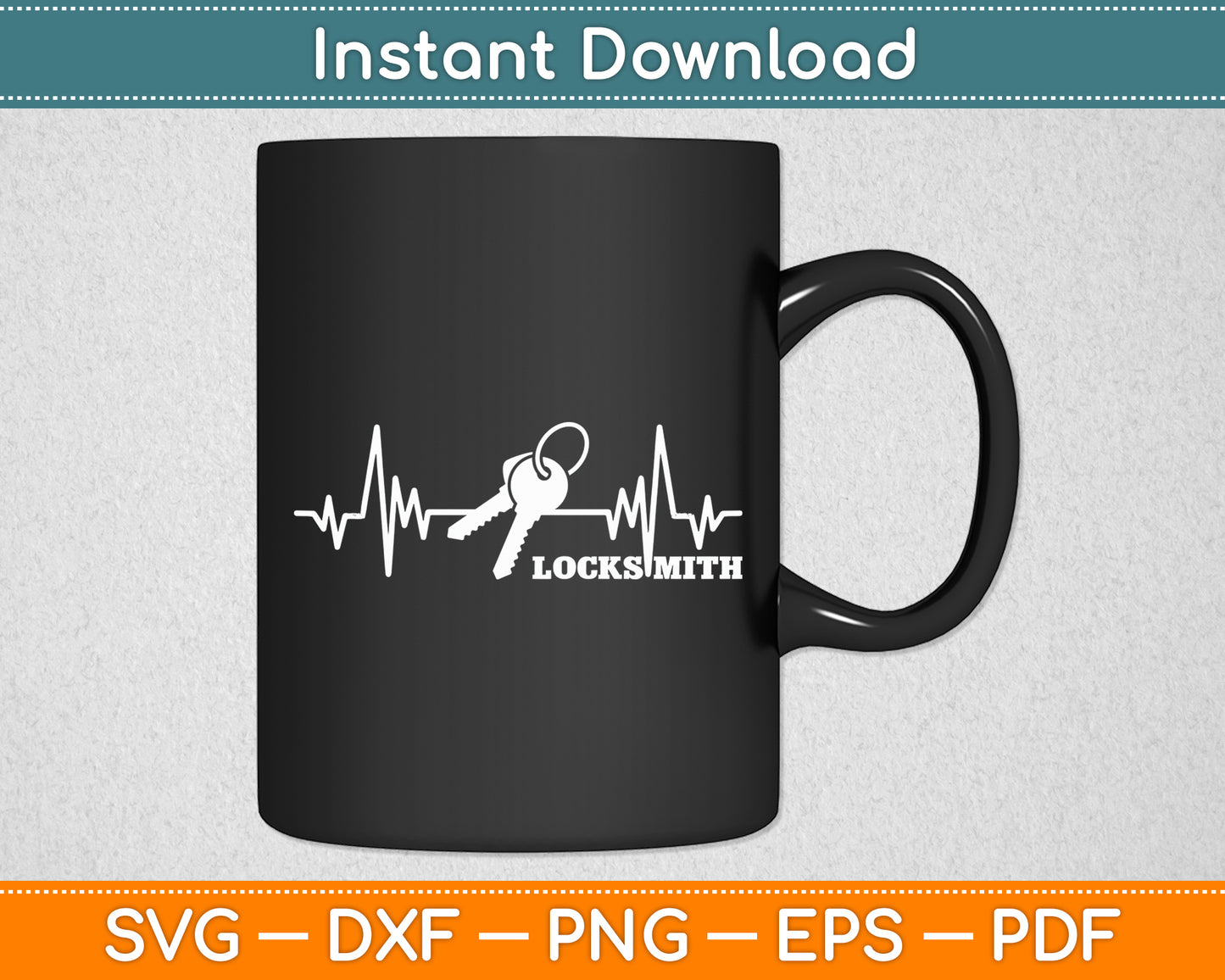 Locksmith Lock Heartbeat Vintage Retro Svg Digital Cutting File